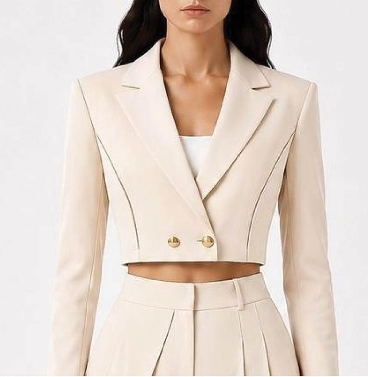 KDS Diagonal Power Line Cropped Suit
