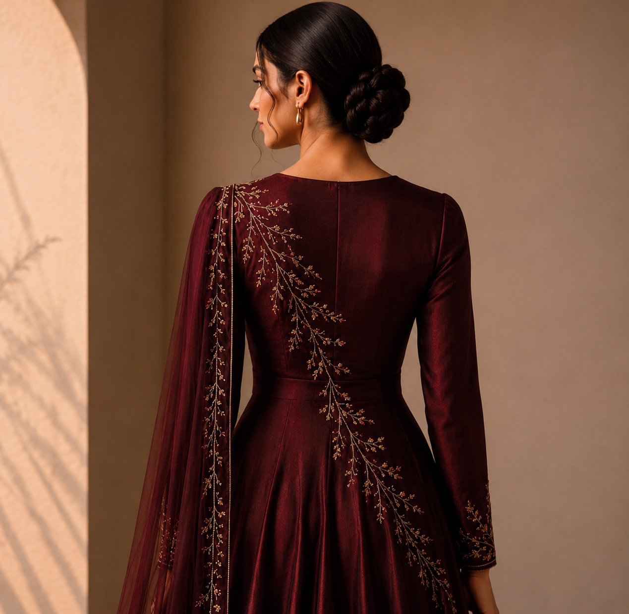 KDS Regal Embroidered Drape Gown