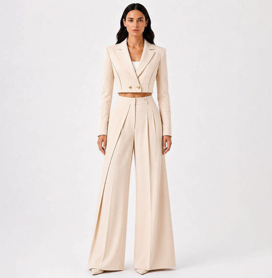 KDS Diagonal Power Line Cropped Suit
