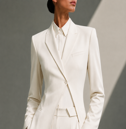 Ivory Cream Power Structured Blazer Set