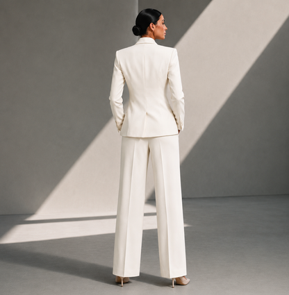 Ivory Cream Power Structured Blazer Set